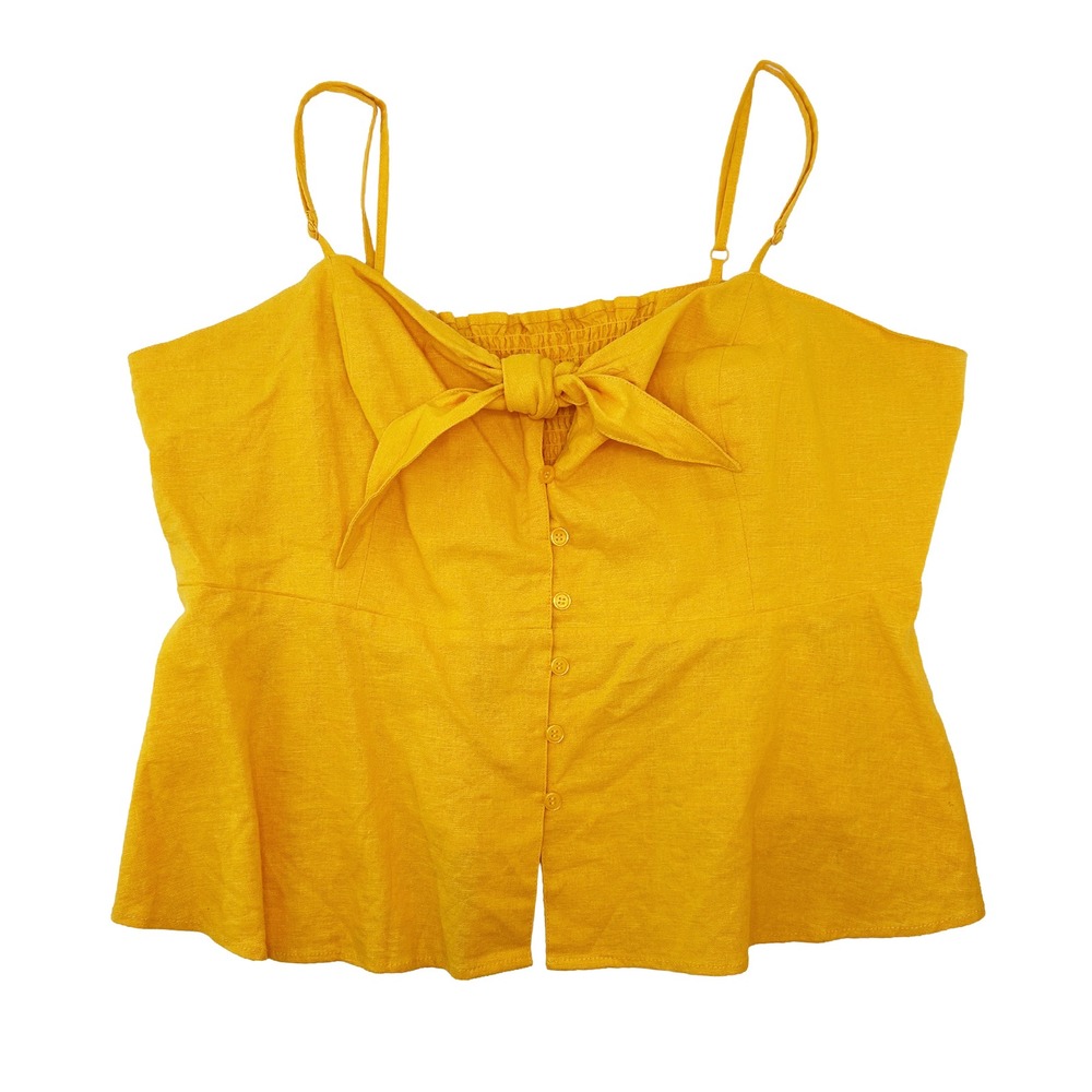 SOFIA JEANS Linen Blend Knot Front Peplum‎ Tank Top • XXL • yellow Summer Beach